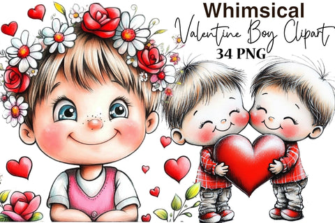 Valentine Boy Clipart PNG Bundle Sublimation SVGArt 