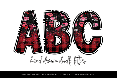 Valentine Buffalo Plaid Doodle Letters Sublimation BijouBay 