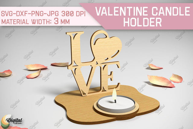 Valentine Candle Holder. 3D Candle Holder Laser Cut. Love SVG SVG Evgenyia Guschina 