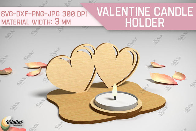 Valentine Candle Holder. 3D Candle Holder Laser Cut SVG Evgenyia Guschina 