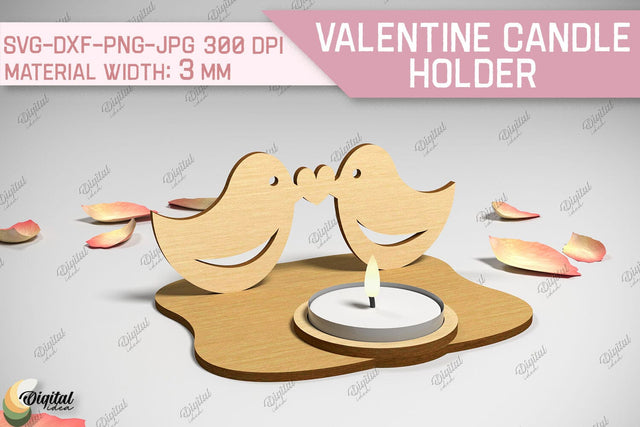 Valentine Candle Holder. 3D Candle Holder Laser Cut SVG Evgenyia Guschina 