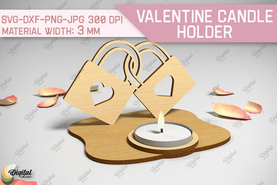 Valentine Candle Holder. 3D Candle Holder Laser Cut SVG Evgenyia Guschina 
