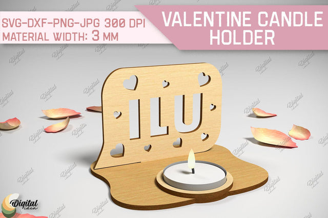 Valentine Candle Holder. 3D Candle Holder Laser Cut SVG Evgenyia Guschina 
