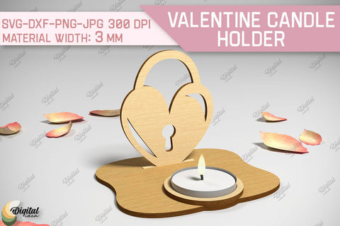 Valentine Candle Holder SVG Bundle. 3D Candle Holder Laser Cut SVG Evgenyia Guschina 