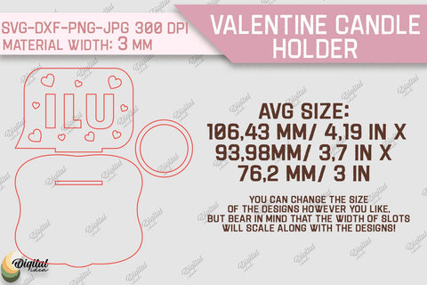 Valentine Candle Holder SVG Bundle. 3D Candle Holder Laser Cut SVG Evgenyia Guschina 