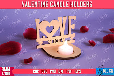 Valentine Candle Holders Bundle | Candlestick | Tealight Candle Holder | Valentine’s Gift Idea | CNC Files SVG Fly Design 