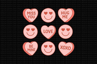 Valentine Candy Heart Message PNG Set SVG BillahCrafts 