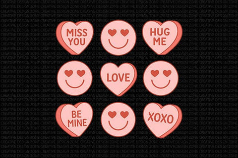 Valentine Candy Heart Message PNG Set SVG BillahCrafts 