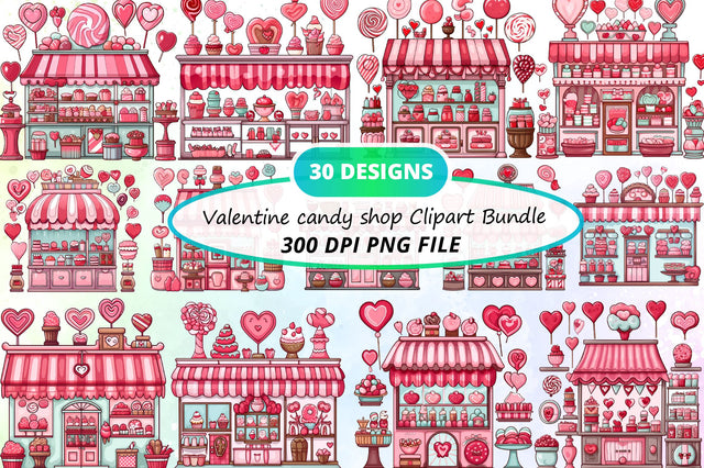 Valentine Candy Shop Clipart Bundle Sublimation Regulrcrative 