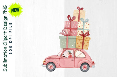 Valentine Car with Heart Sublimation Clipart Sublimation Regulrcrative 