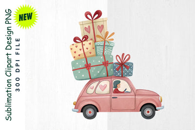 Valentine Car with Heart Sublimation Clipart Sublimation Regulrcrative 