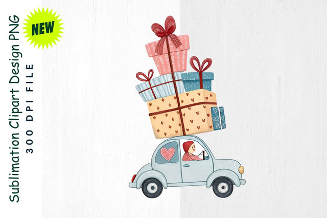 Valentine Car with Heart Sublimation Clipart Sublimation Regulrcrative 