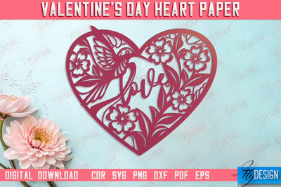 Valentine Card | Paper Heart Template | Valentine's Day | Romantic Gift | SVG File SVG Fly Design 