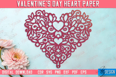 Valentine Card | Paper Heart Template | Valentine's Day | Romantic Gift | SVG File SVG Fly Design 