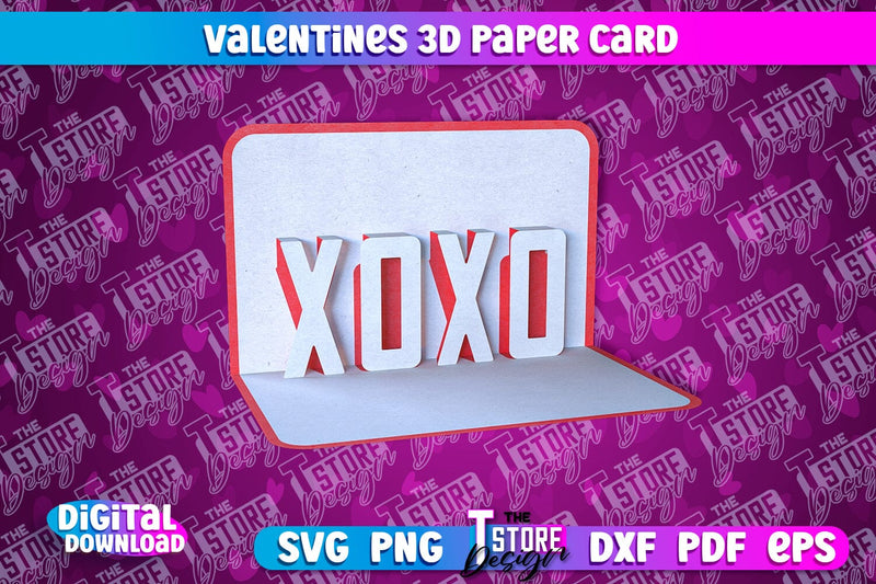 Valentine Card | Paper Heart Template | Valentine's Day | Romantic Gift | SVG File SVG The T Store Design 