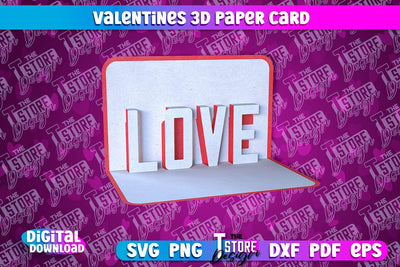 Valentine Card | Paper Heart Template | Valentine's Day | Romantic Gift | SVG File SVG The T Store Design 