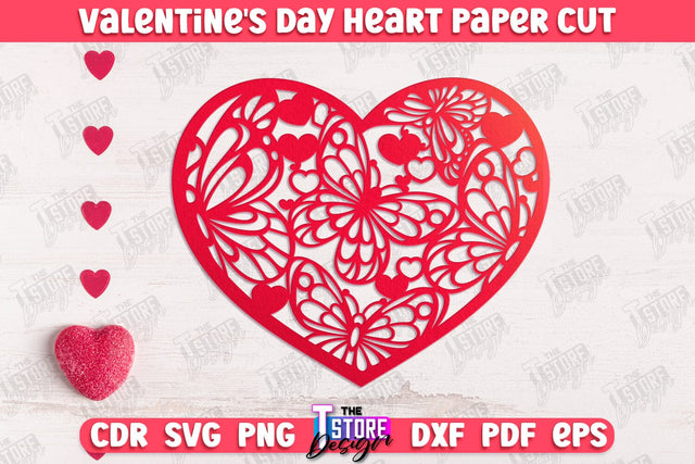 Valentine Card | Paper Heart Template | Valentine's Day | Romantic Gift | SVG File SVG The T Store Design 