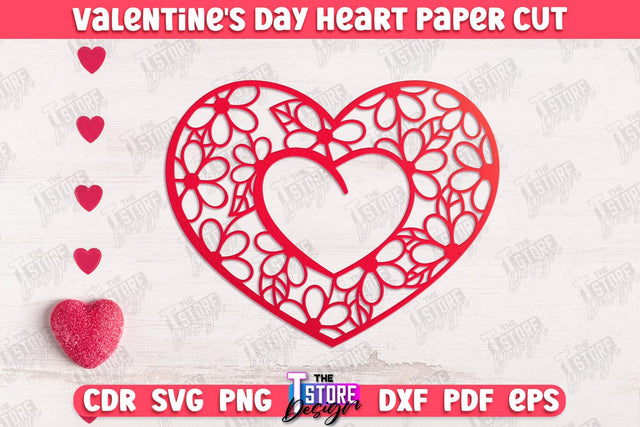 Valentine Card | Paper Heart Template | Valentine's Day | Romantic Gift | SVG File SVG The T Store Design 