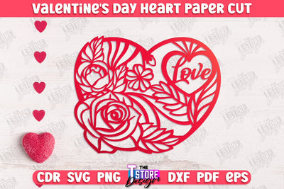 Valentine Card | Paper Heart Template | Valentine's Day | Romantic Gift | SVG File SVG The T Store Design 