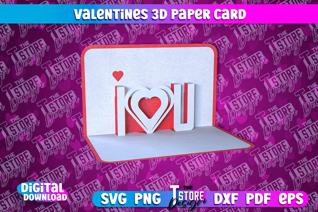 Valentine Card | Paper Heart Template | Valentine's Day | Romantic Gift | SVG File SVG The T Store Design 