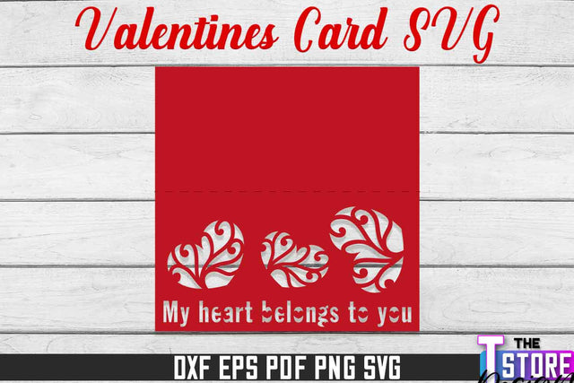 Valentine Card | Paper Heart Template | Valentine's Day | Romantic Gift | SVG File SVG The T Store Design 
