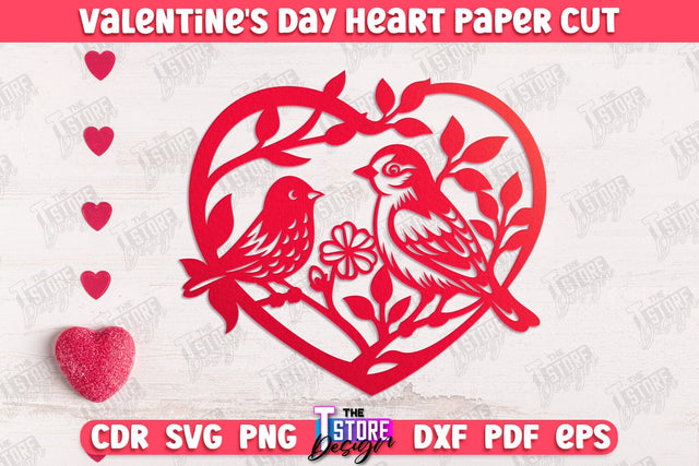 Valentine Card | Paper Heart Template | Valentine's Day | Romantic Gift | SVG File SVG The T Store Design 