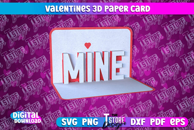 Valentine Card | Paper Heart Template | Valentine's Day | Romantic Gift | SVG File SVG The T Store Design 