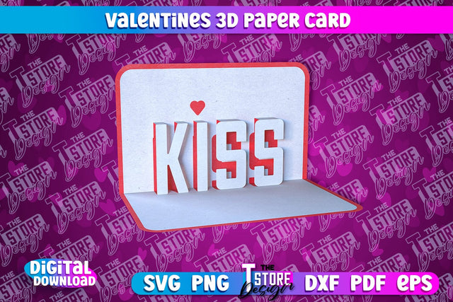 Valentine Card | Paper Heart Template | Valentine's Day | Romantic Gift | SVG File SVG The T Store Design 