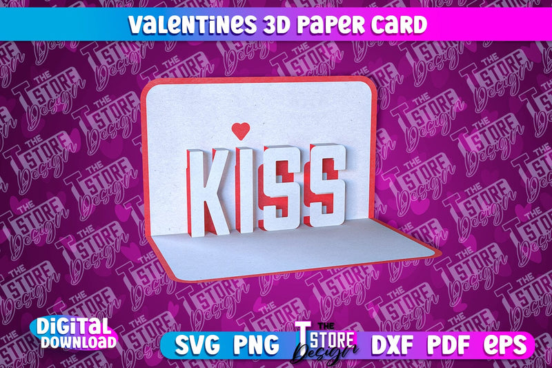 Valentine Card | Paper Heart Template | Valentine's Day | Romantic Gift | SVG File SVG The T Store Design 