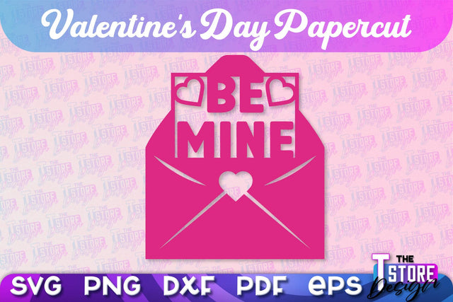 Valentine Card | Paper Heart Template | Valentine's Day | Romantic Gift | SVG File SVG The T Store Design 