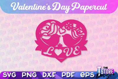 Valentine Card | Paper Heart Template | Valentine's Day | Romantic Gift | SVG File SVG The T Store Design 