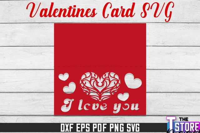 Valentine Card | Paper Heart Template | Valentine's Day | Romantic Gift | SVG File SVG The T Store Design 