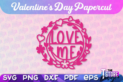 Valentine Card | Paper Heart Template | Valentine's Day | Romantic Gift | SVG File SVG The T Store Design 