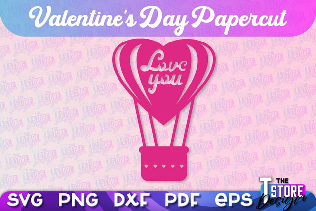 Valentine Card | Paper Heart Template | Valentine's Day | Romantic Gift | SVG File SVG The T Store Design 