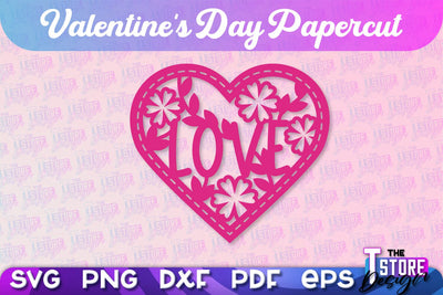 Valentine Card | Paper Heart Template | Valentine's Day | Romantic Gift | SVG File SVG The T Store Design 