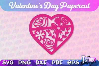 Valentine Card | Paper Heart Template | Valentine's Day | Romantic Gift | SVG File SVG The T Store Design 