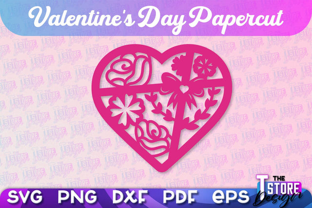 Valentine Card | Paper Heart Template | Valentine's Day | Romantic Gift | SVG File SVG The T Store Design 