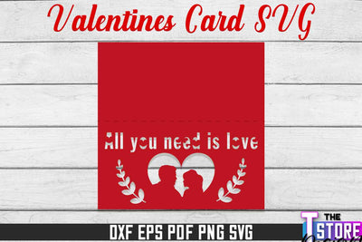 Valentine Card | Paper Heart Template | Valentine's Day | Romantic Gift | SVG File SVG The T Store Design 