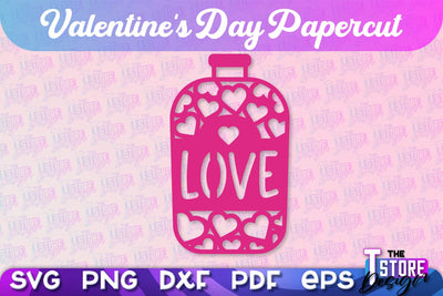 Valentine Card | Paper Heart Template | Valentine's Day | Romantic Gift | SVG File SVG The T Store Design 