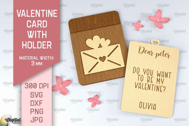 Valentine Card With Holder SVG. Gift Card Holder Laser Cut SVG Evgenyia Guschina 