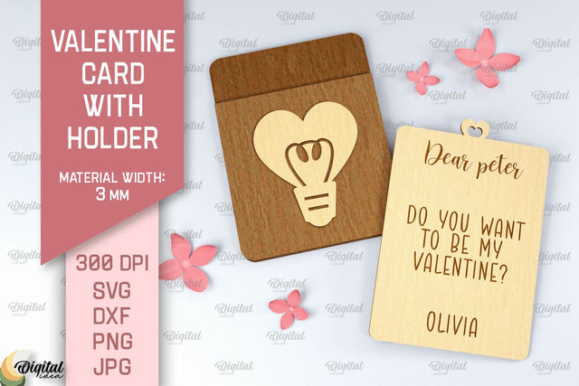 Valentine Card With Holder SVG. Gift Card Holder Laser Cut SVG Evgenyia Guschina 