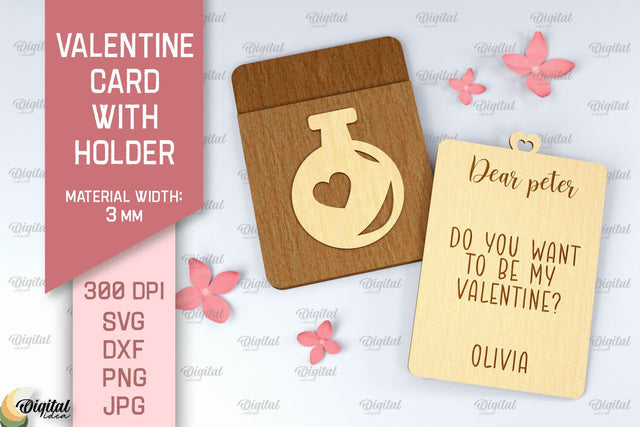 Valentine Card With Holder SVG. Gift Card Holder Laser Cut SVG Evgenyia Guschina 