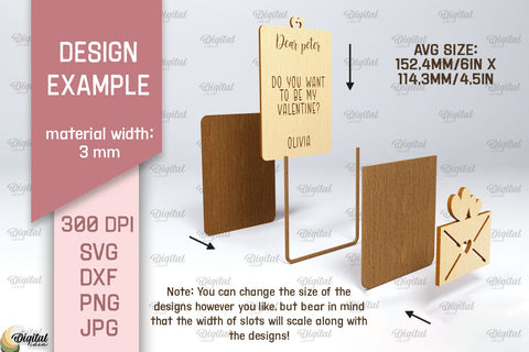 Valentine Card With Holder SVG. Gift Card Holder Laser Cut SVG Evgenyia Guschina 