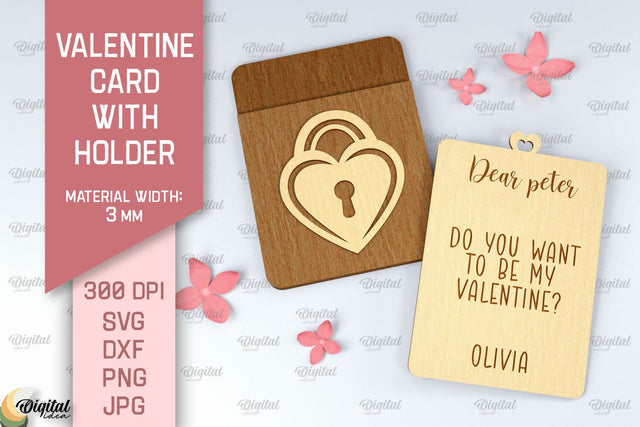 Valentine Card With Holder SVG. Gift Card Holder Laser Cut SVG Evgenyia Guschina 
