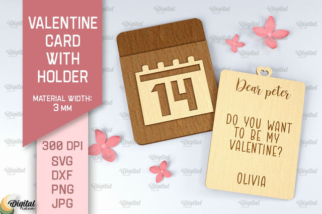 Valentine Card With Holder SVG. Gift Card Holder Laser Cut SVG Evgenyia Guschina 