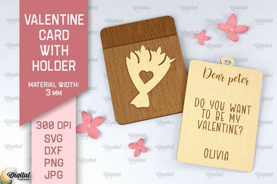 Valentine Card With Holder SVG. Gift Card Holder Laser Cut SVG Evgenyia Guschina 