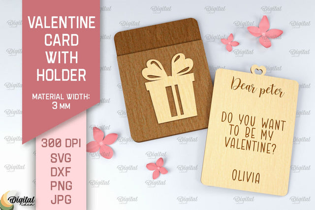 Valentine Card With Holder SVG. Gift Card Holder Laser Cut SVG Evgenyia Guschina 