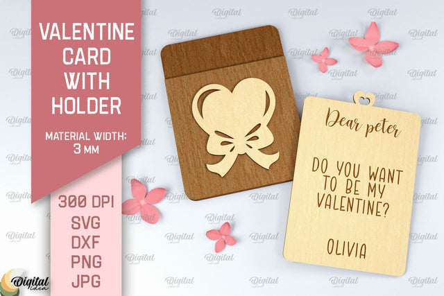 Valentine Card With Holder SVG. Gift Card Holder Laser Cut SVG Evgenyia Guschina 