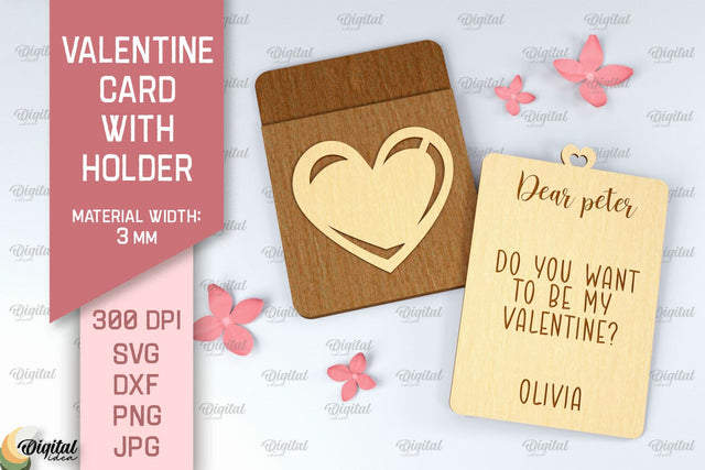 Valentine Card With Holder SVG. Gift Card Holder Laser Cut SVG Evgenyia Guschina 
