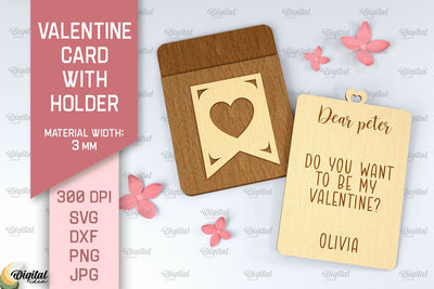 Valentine Card With Holder SVG. Gift Card Holder Laser Cut SVG Evgenyia Guschina 